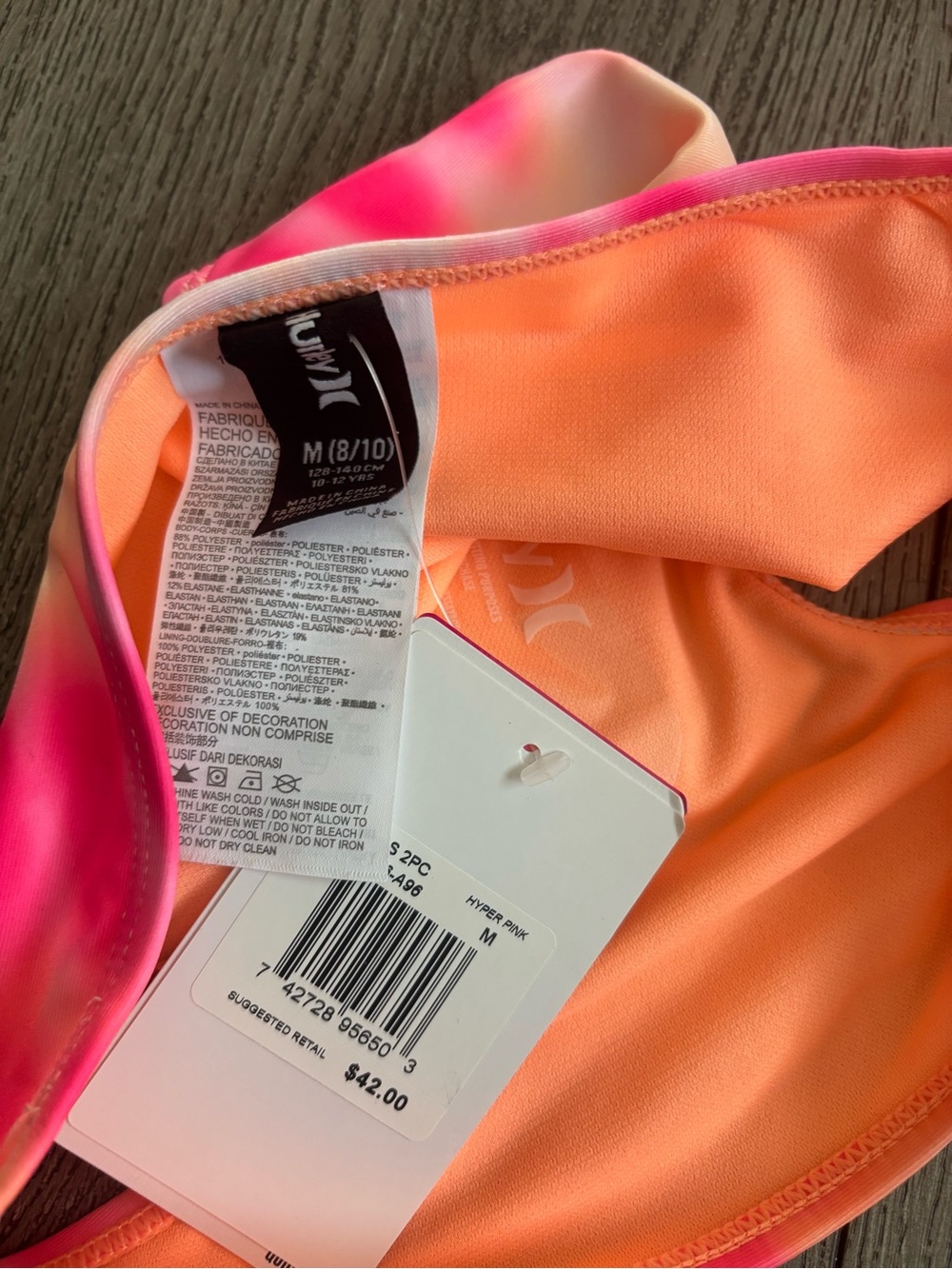 Hurley Pink Orange Tie-Dye Bikini Set - Picture 3 of 5